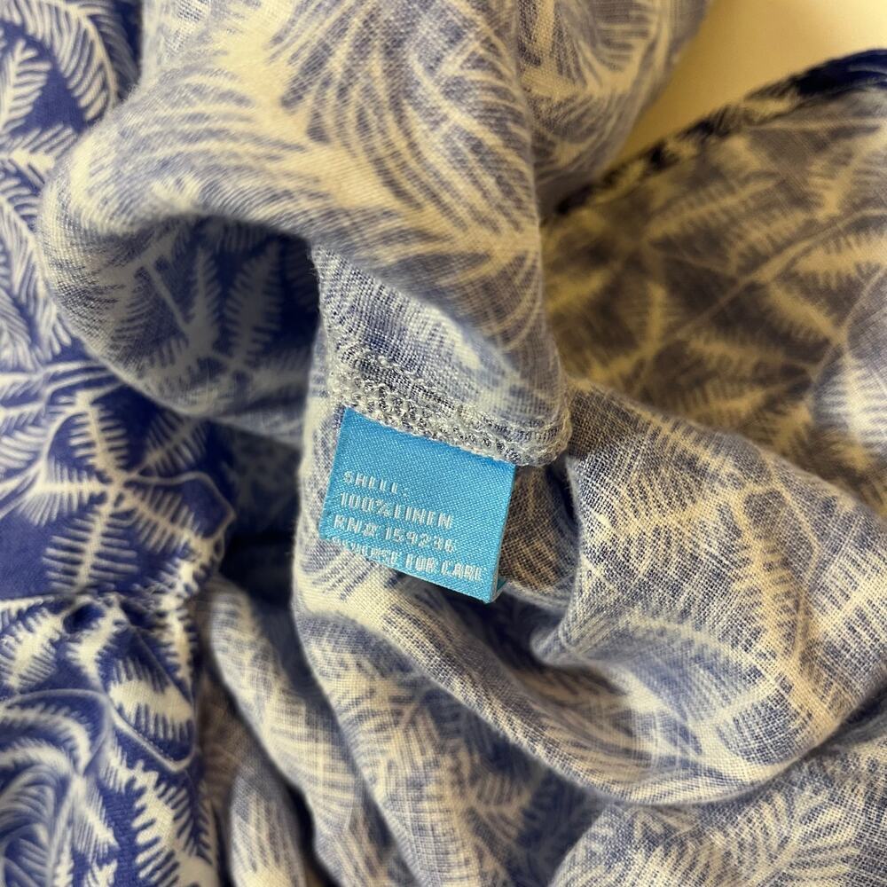 J Mclaughlin‎ 100% Linen Button Up Shirt Britt Blouse Navy Blue White Size XS - Picture 6 of 10